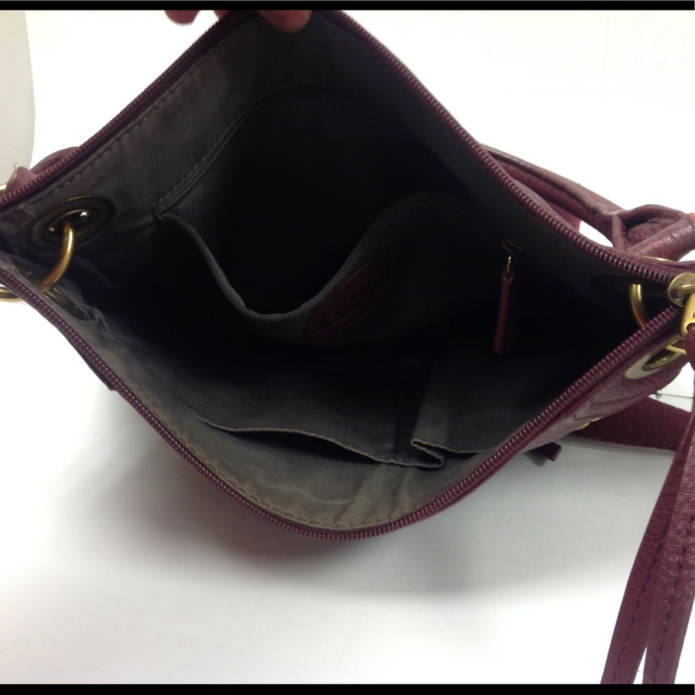 Fossil Red Leather Handbag Burgundy Pebble - Picture 3 of 3